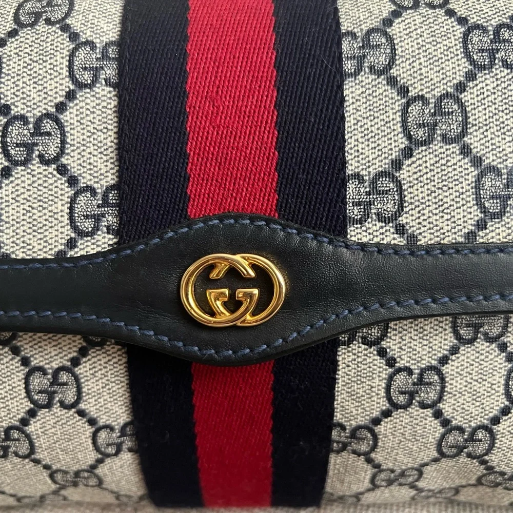 Gucci canvas sherry line navy clutch - Picture 3 of 16